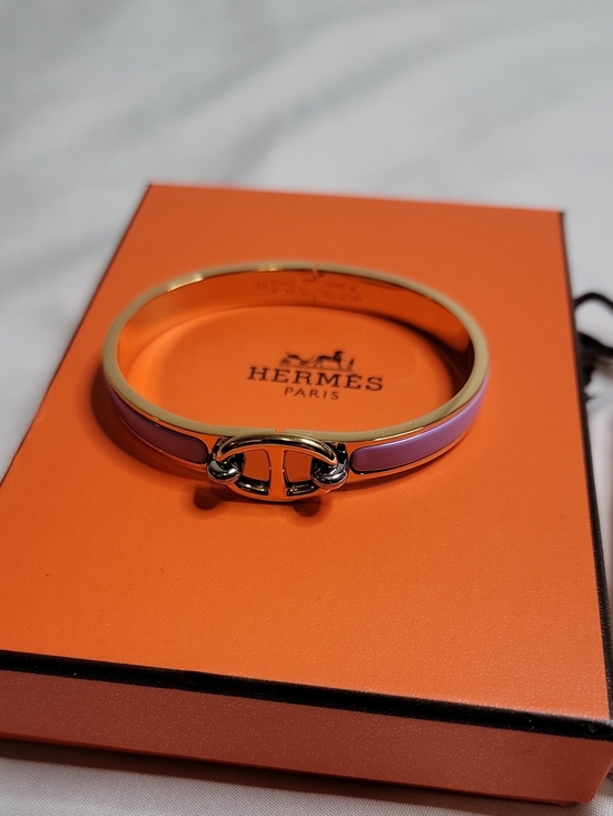 Hermes Jewelry - Hermès Mini Clic Chaine D'Ancre Bracelet Gold Finish With Purple Enamel